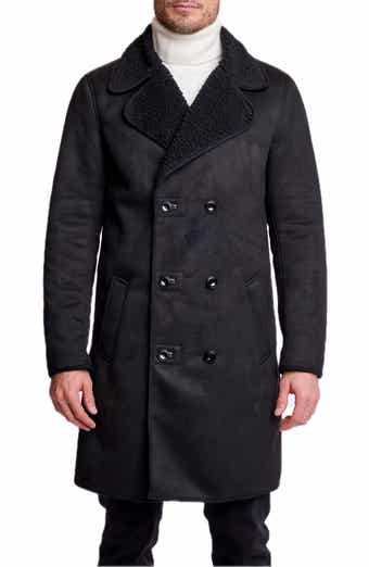 Double Breasted Faux Shearling Lined Overcoat