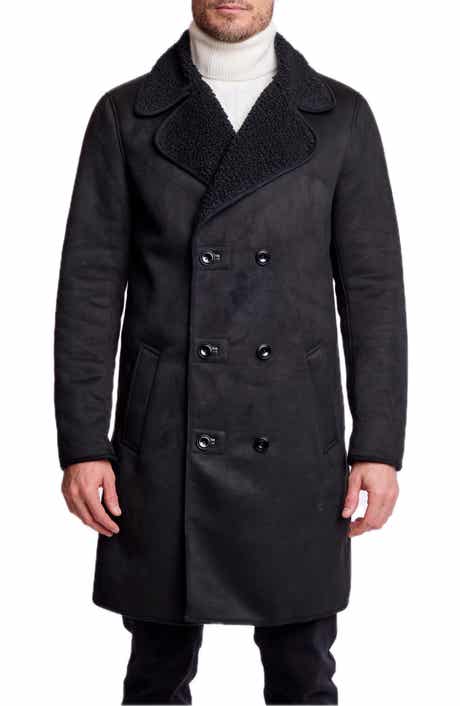 Double Breasted Faux Shearling Lined Overcoat