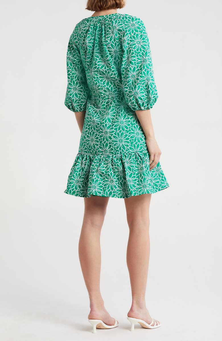 Vince Camuto Floral Embroidered Eyelet Cotton Fit & Flare Dress, Alternate, color, 