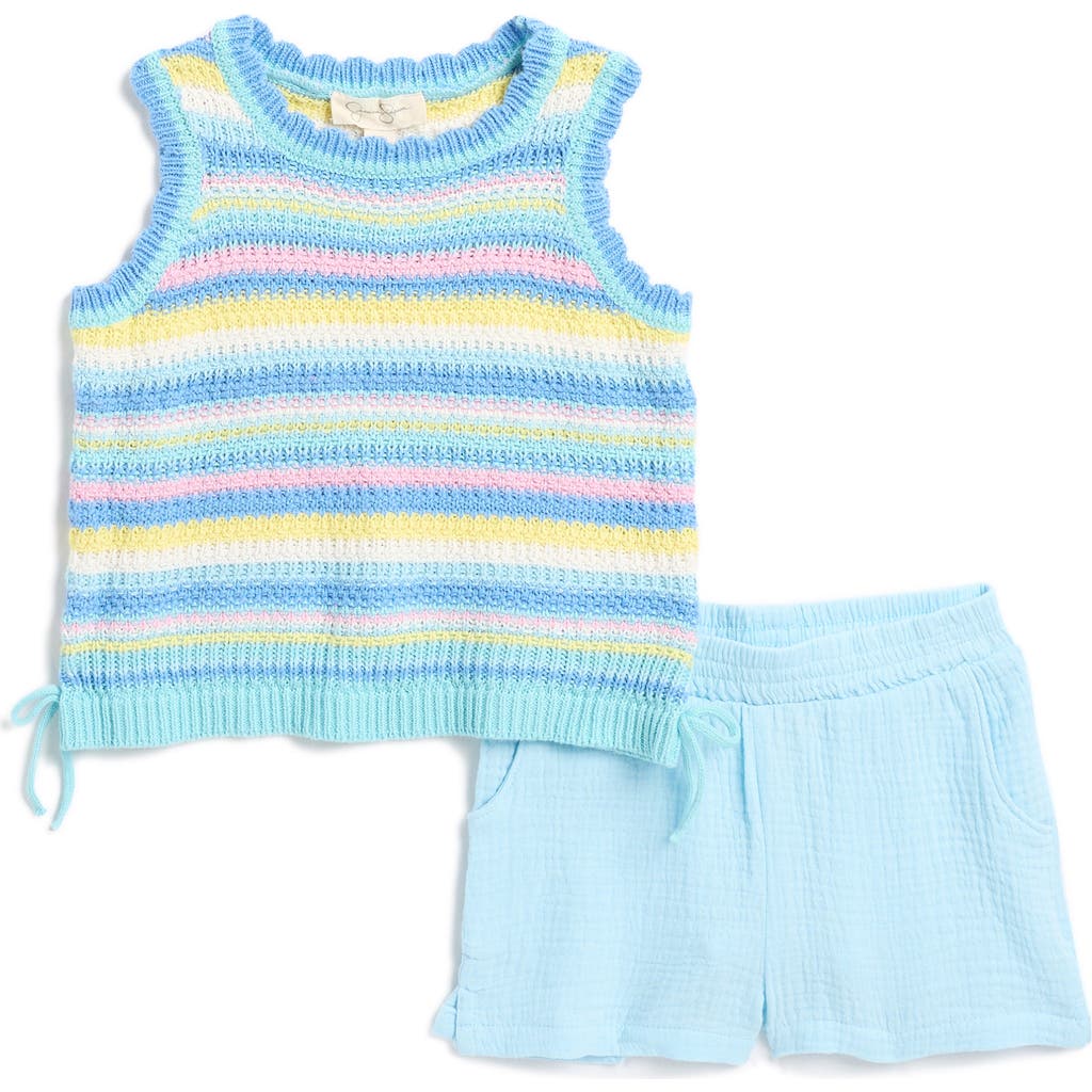 JESSICA SIMPSON JESSICA SIMPSON KIDS' OPENWORK TANK & SHORTS SET