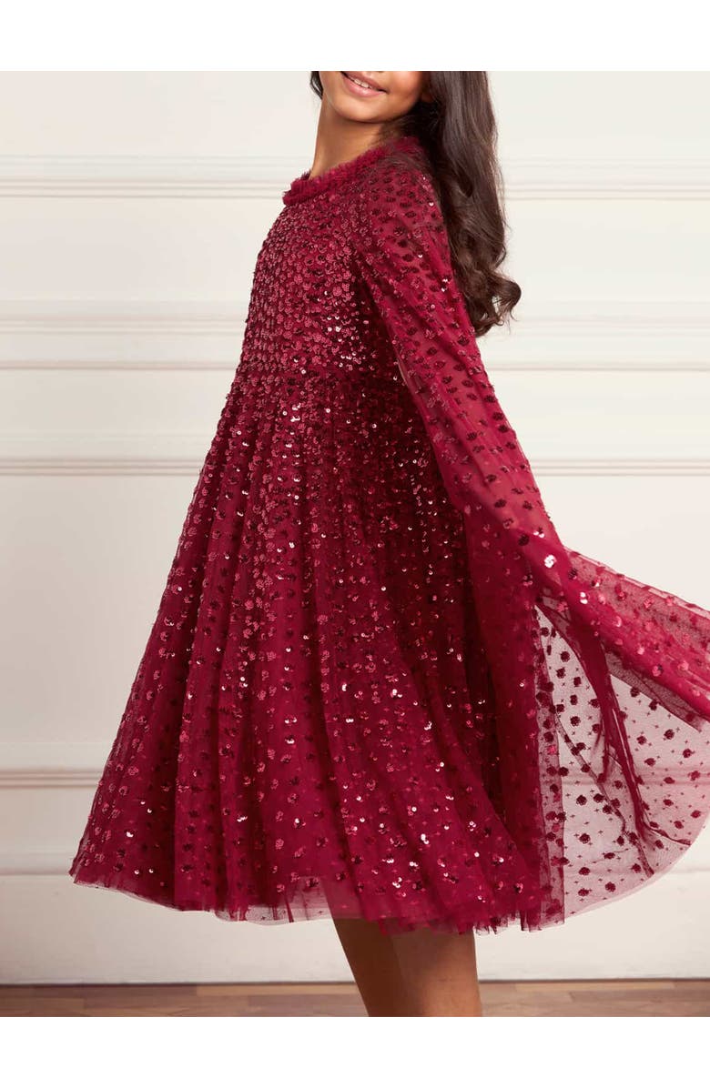 Needle & Thread Raindrop Cape Kids Dress, Alternate, color, Red