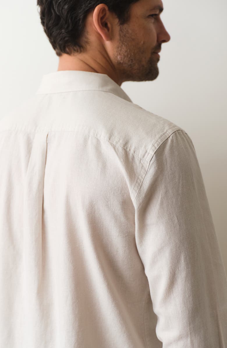 Marine Layer Better-than-Linen Hemp Blend Button-Up Shirt, Alternate, color, Flax