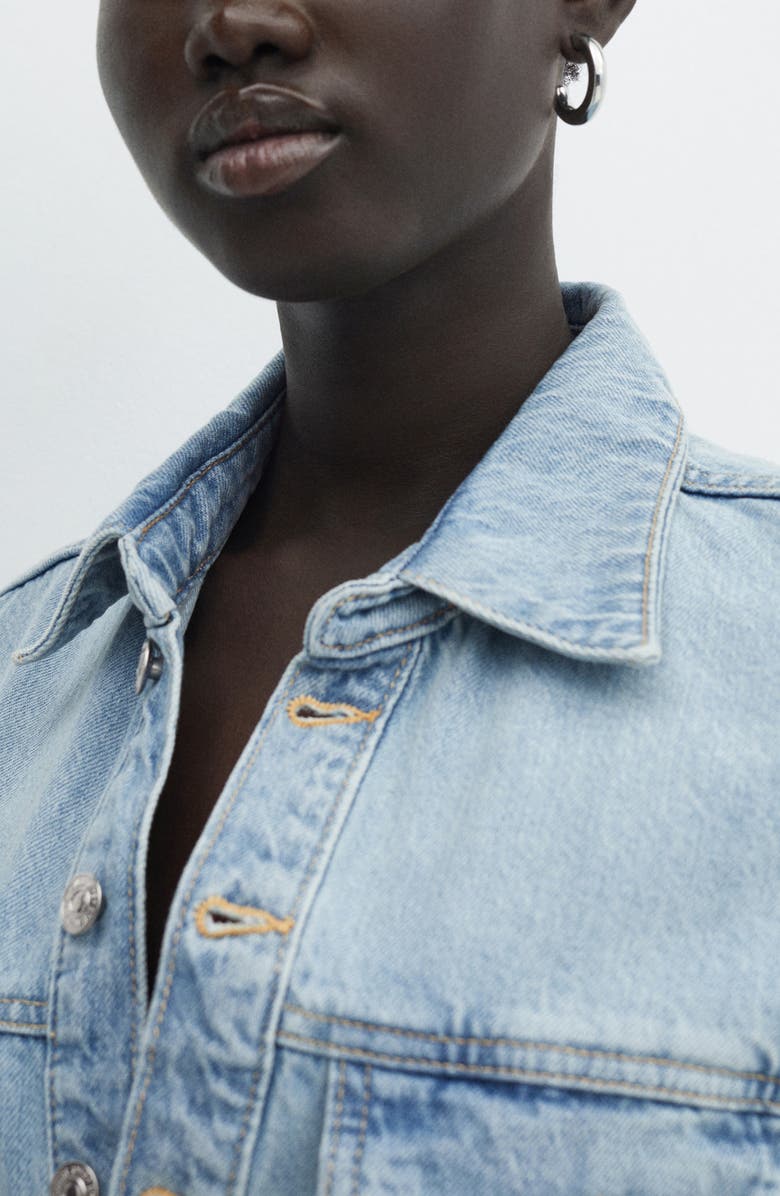 MANGO Long Sleeve Denim Jumpsuit, Alternate, color,