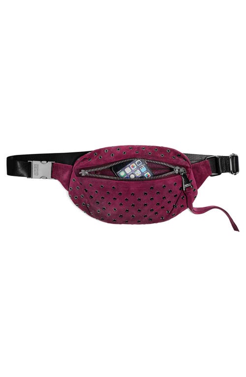 Aimee Kestenberg Milan Embellished Leather Belt Bag In Berry W/eyelets