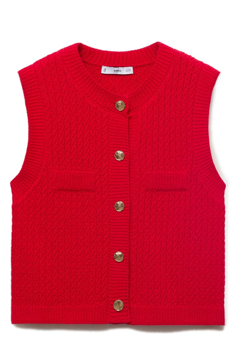 MANGO Chunky Cable Stitch Sweater Vest, Alternate, color, Red