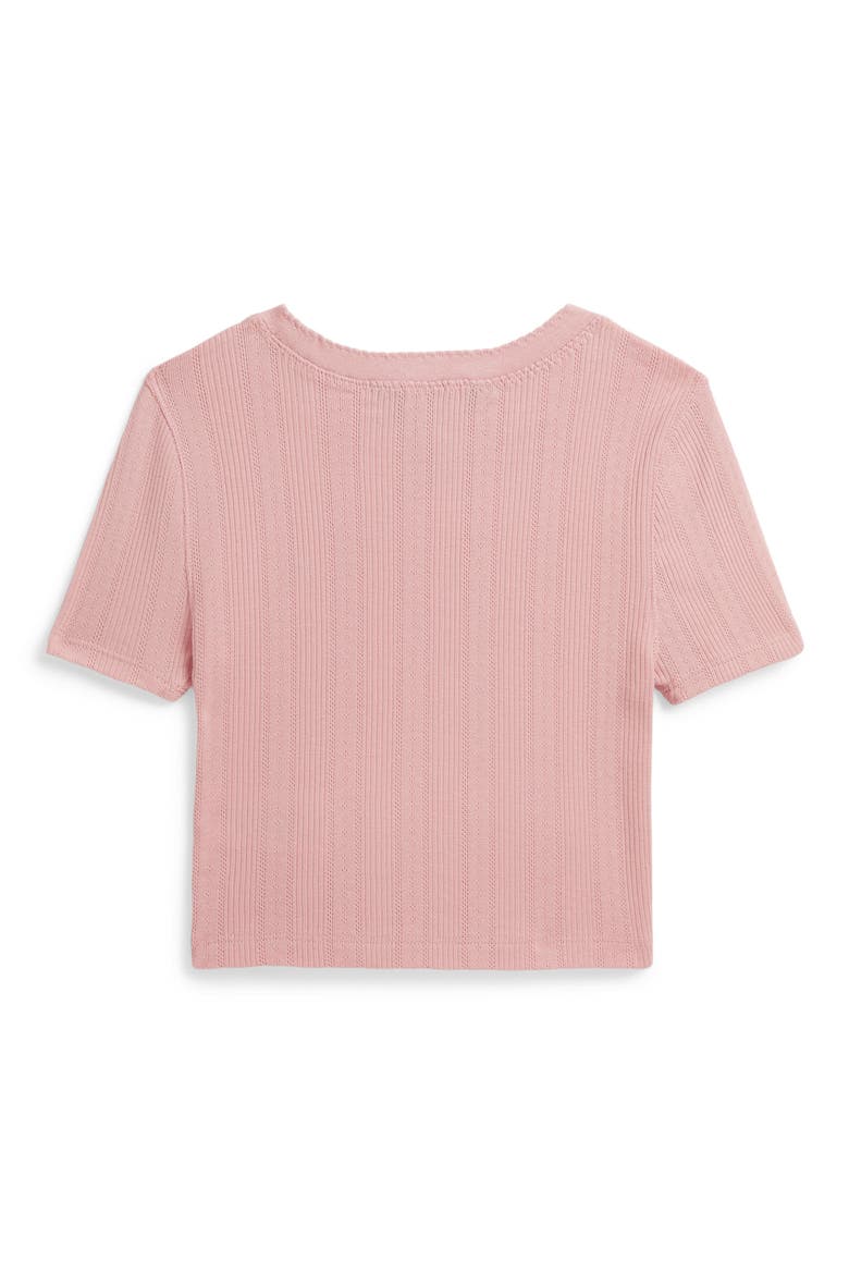 Kids' Pointelle Knit Short Sleeve Top, Alternate, color, ADIRONDACK ROSE