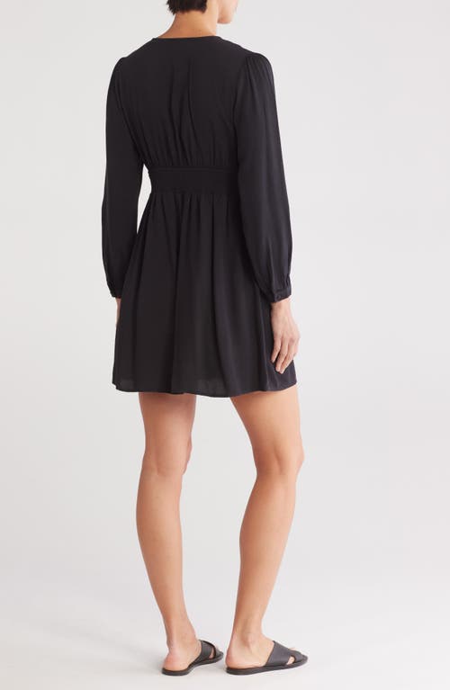 Lovestitch Long Sleeve Button Front Dress In Black