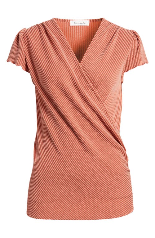 Loveappella Texture Wrap Front Top In Pink