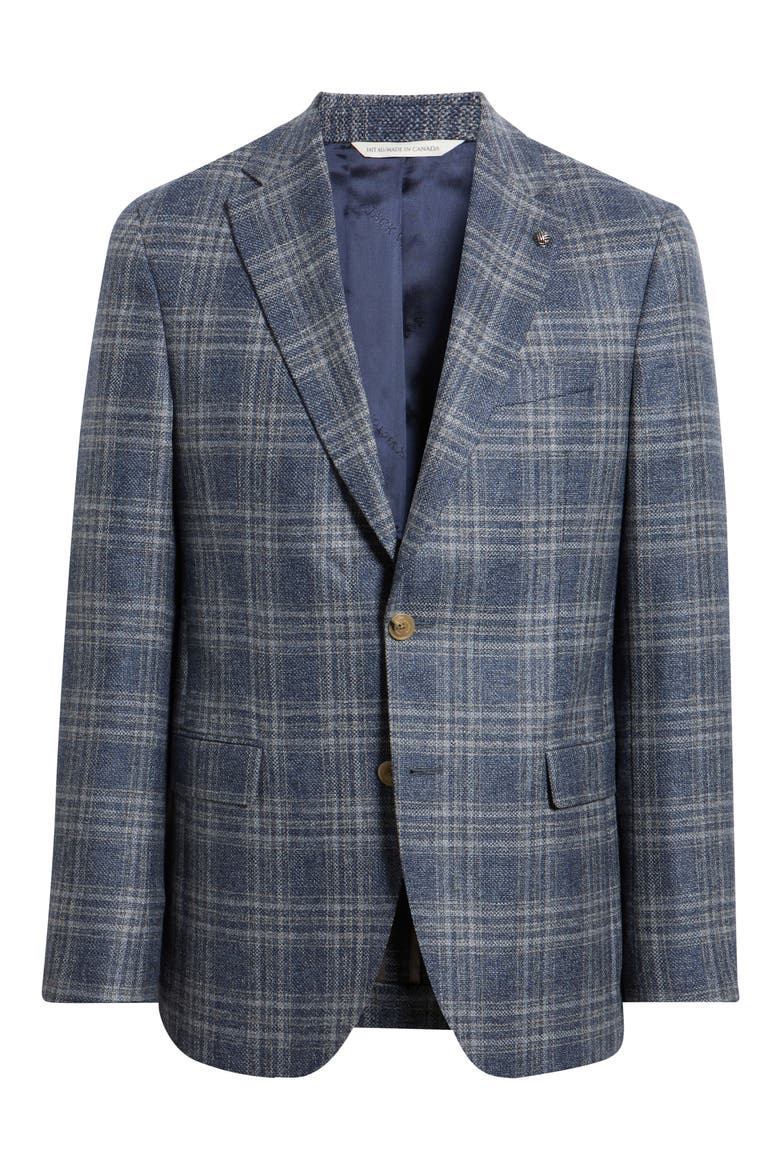 Midland Blue Windowpane Wool Sport Coat, Main, color, BLUE
