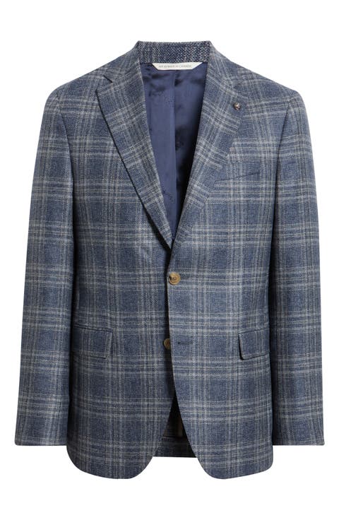 Midland Blue Windowpane Wool Sport Coat