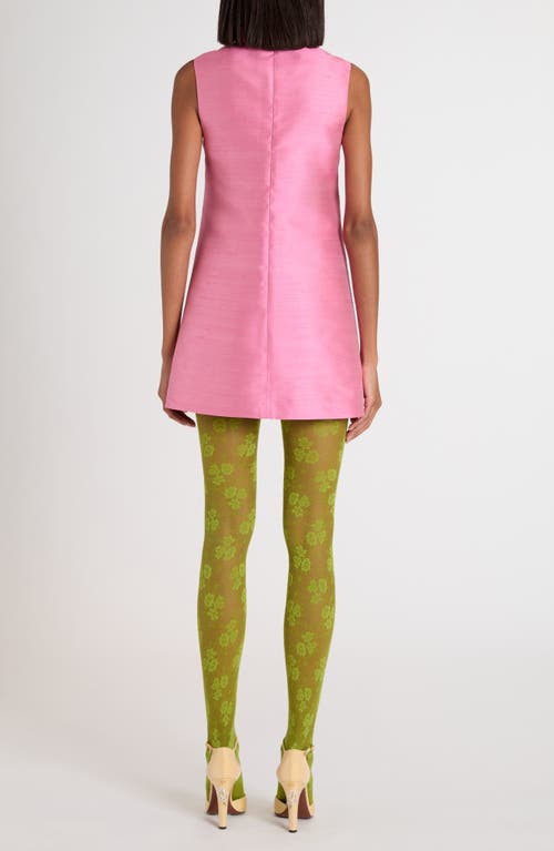 Valentino Garavani Bow Detail Shantung Silk Minidress In Pink