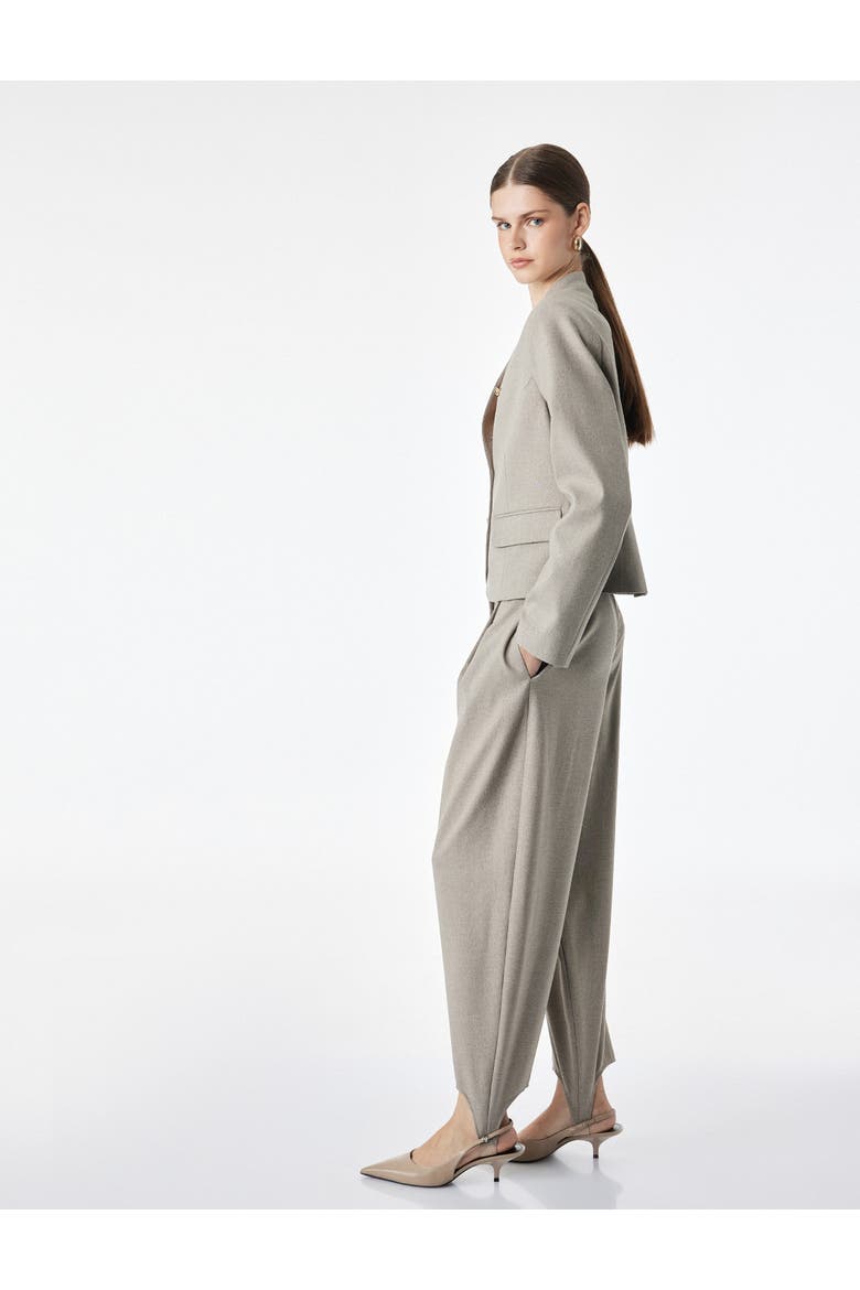 Stand Collar Long Sleeve Military Blazer with Gold Button Detail, Alternate, color, BEIGE