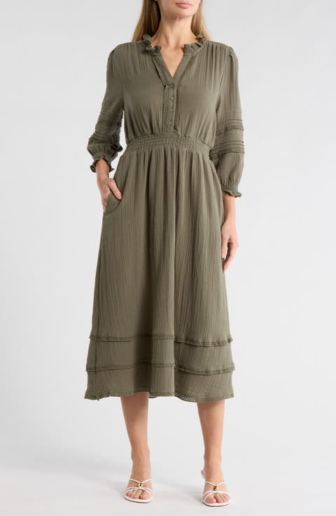 Button Front Gauze Dress