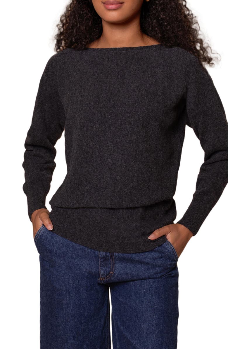 Celtic & Co. Geelong Slash Neck Sweater, Alternate, color, Charcoal
