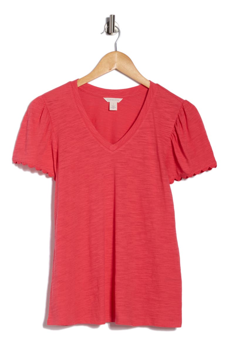 Scallop Trim T-Shirt, Alternate, color, RED GERANIUM