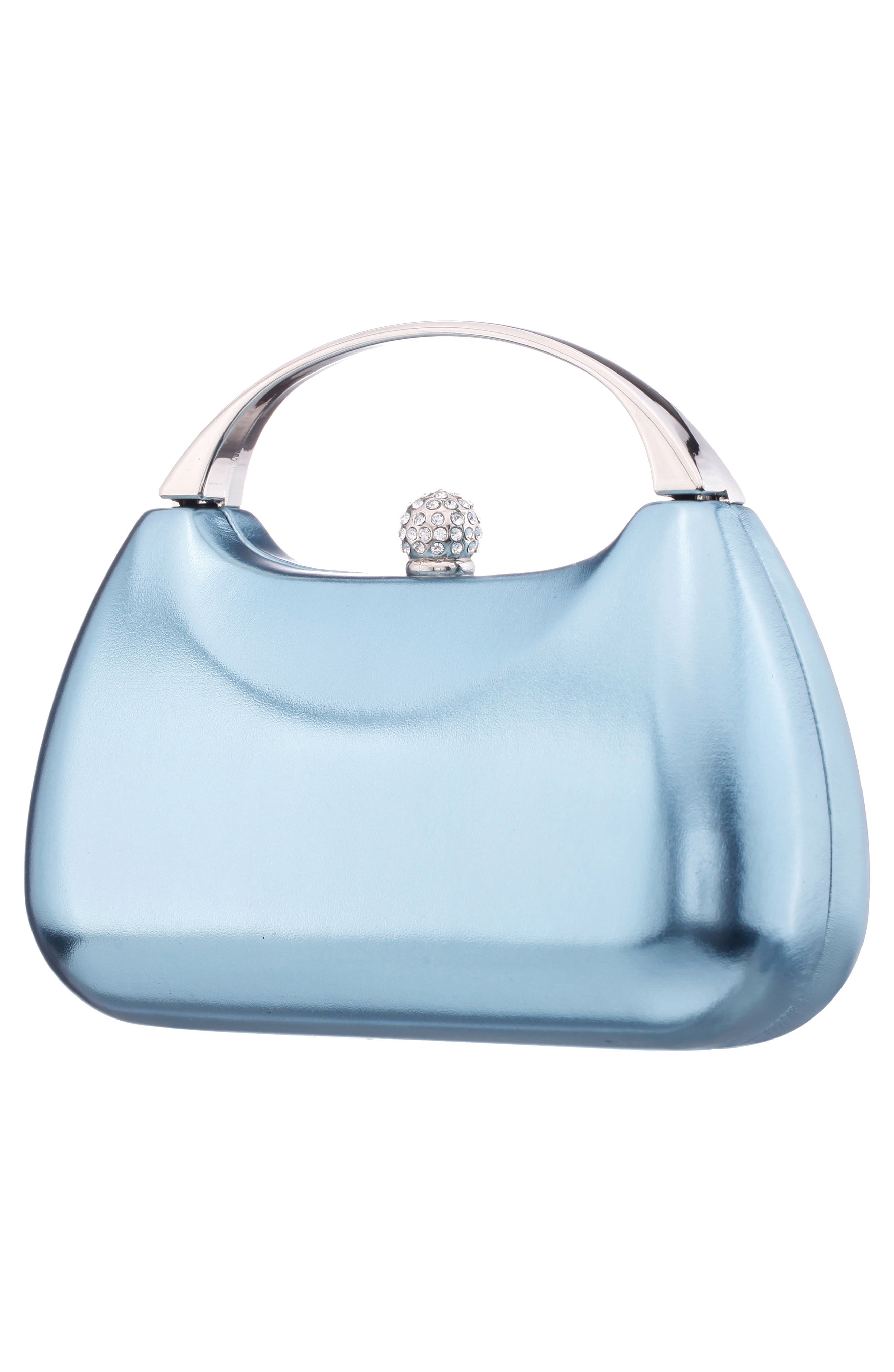 Minaudière Top Handle Bag, Alternate, color, ICY BLUE