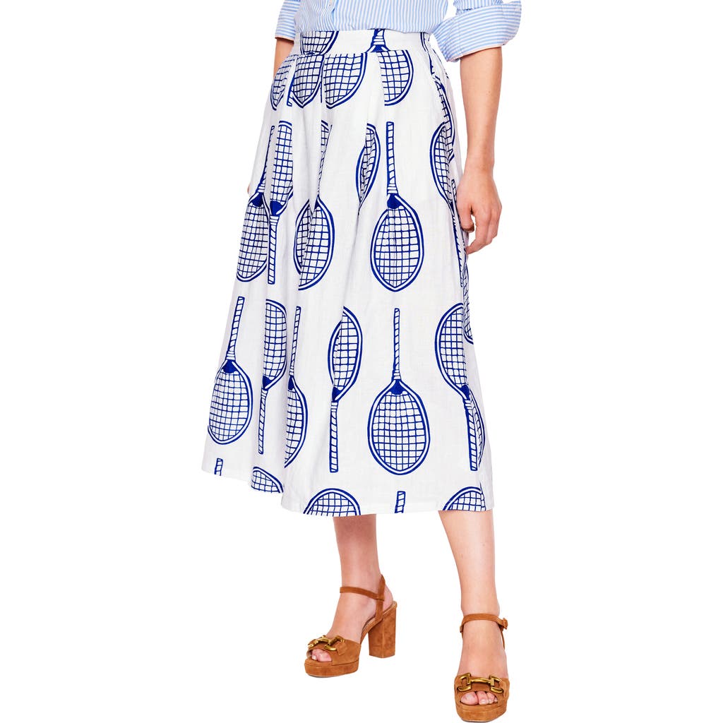 Boden Verity Linen Midi Skirt In White