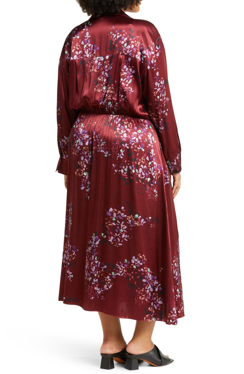 Vince Forsythia Long Sleeve Satin Shirtdress, Alternate, color, Dk Cinnamon