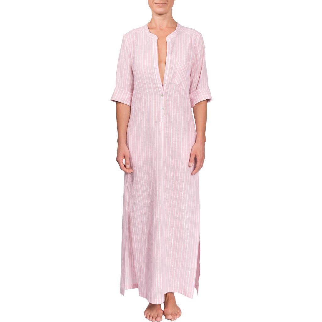 Everyday Ritual Tracey Cotton Caftan In Pink Lurex