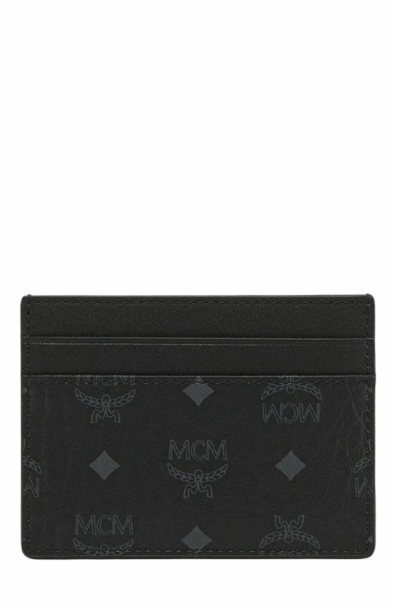 MCM Aren Card Case in Visetos, Main, color, Black
