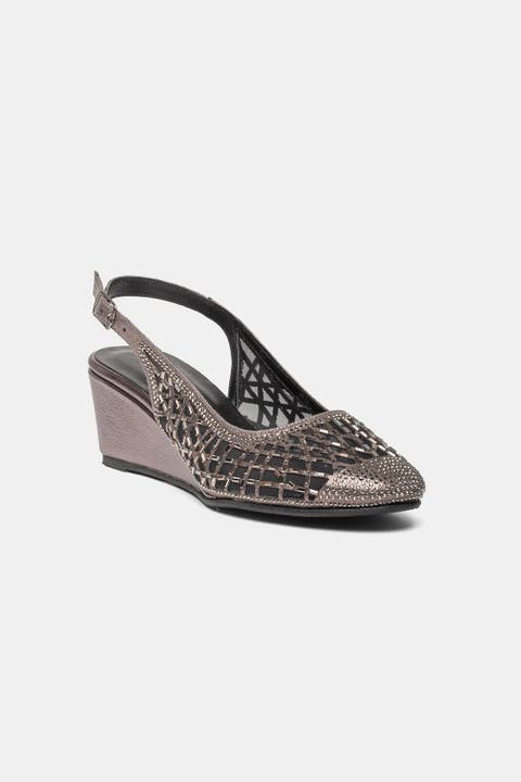 None Embellished Wedge Pump