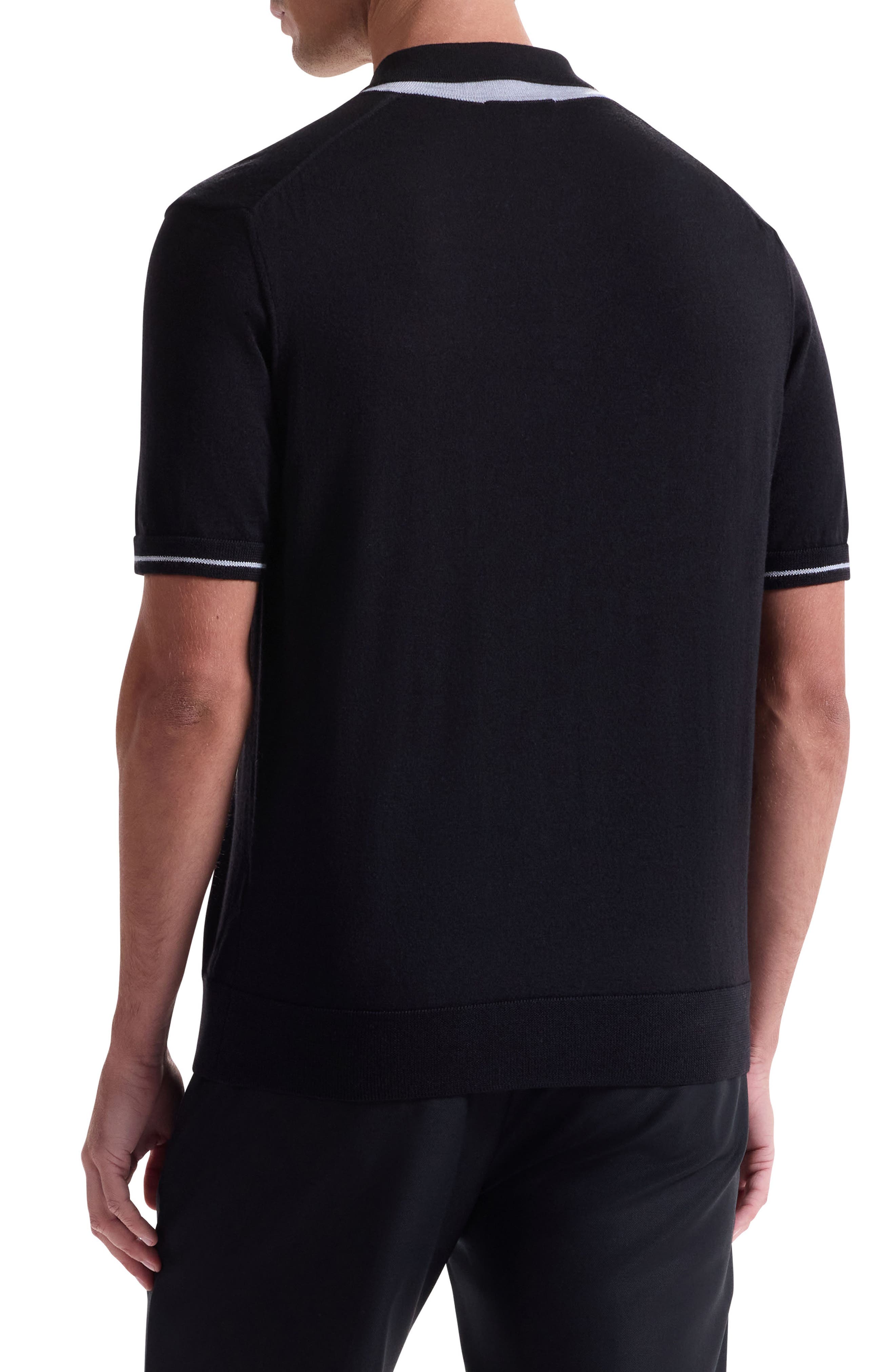 Tipped Merino Wool & Silk Polo Sweater - image 2