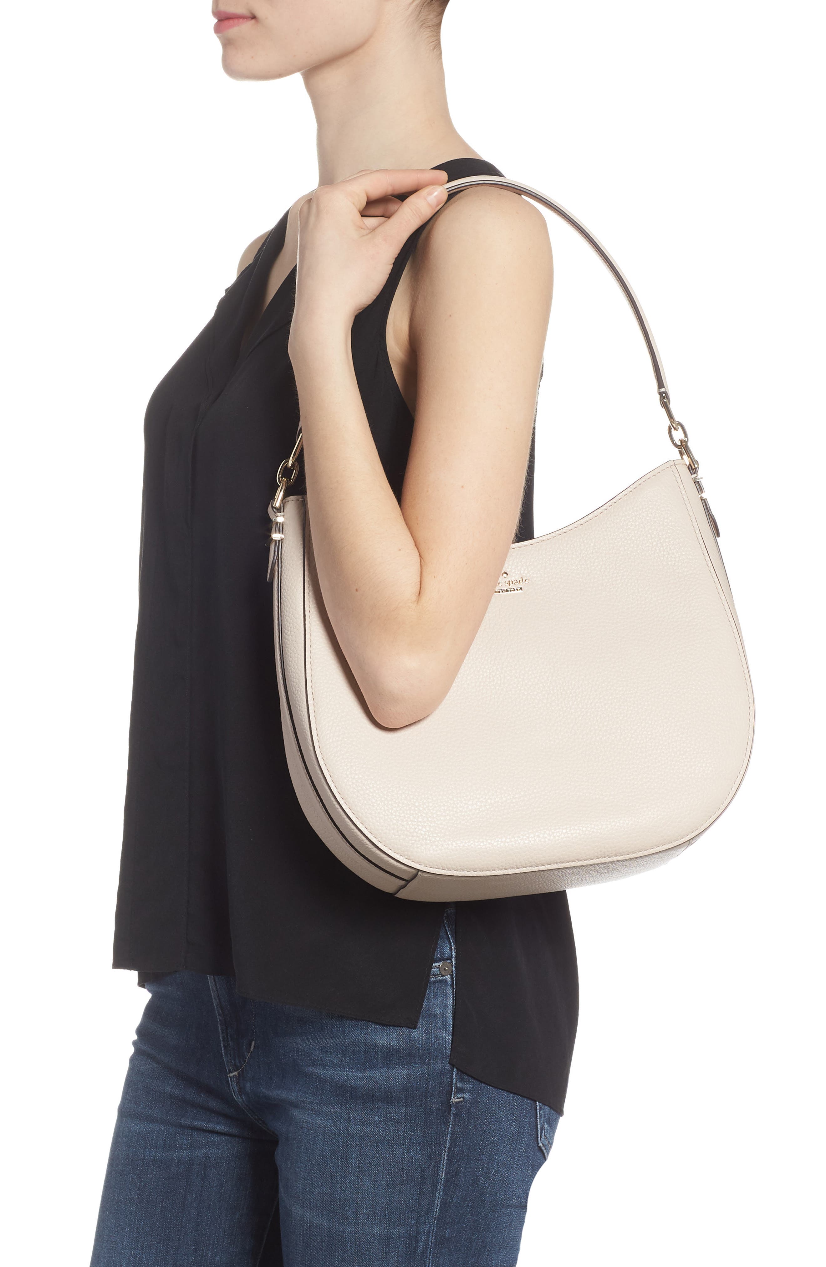 oakwood street – lora pebbled leather hobo, Alternate, color, TUSK