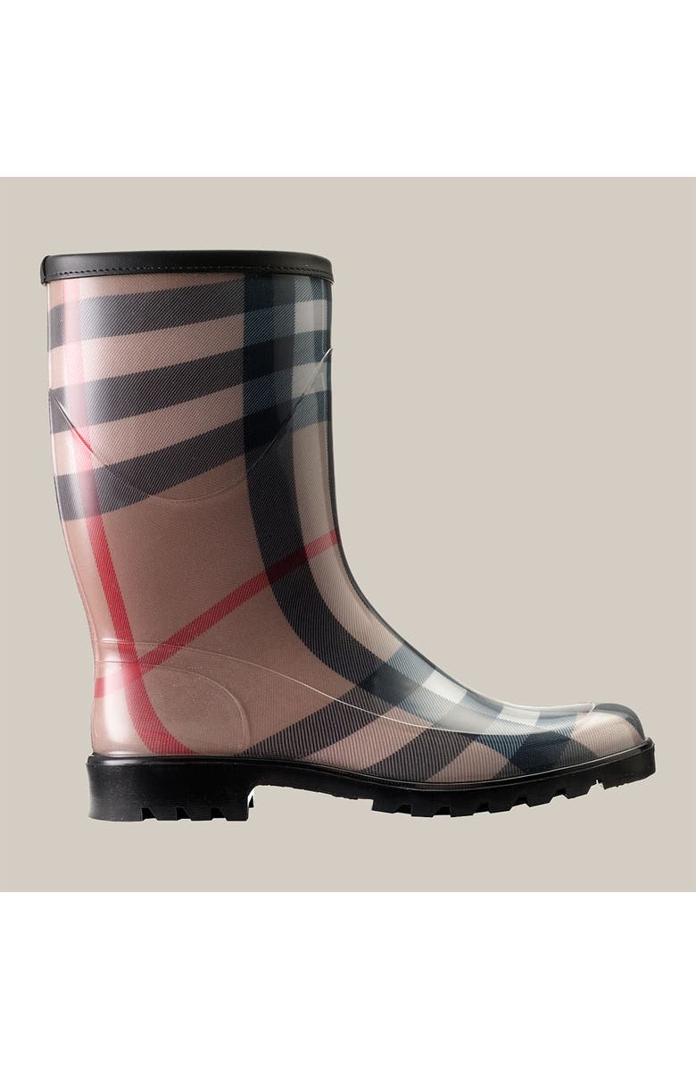 Burberry Mid Calf Check Rain Boot, Alternate, color,