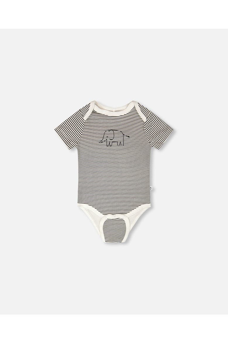 Evolutive Jersey Stripes Bodysuit, Alternate, color, Black & Off White Stripes