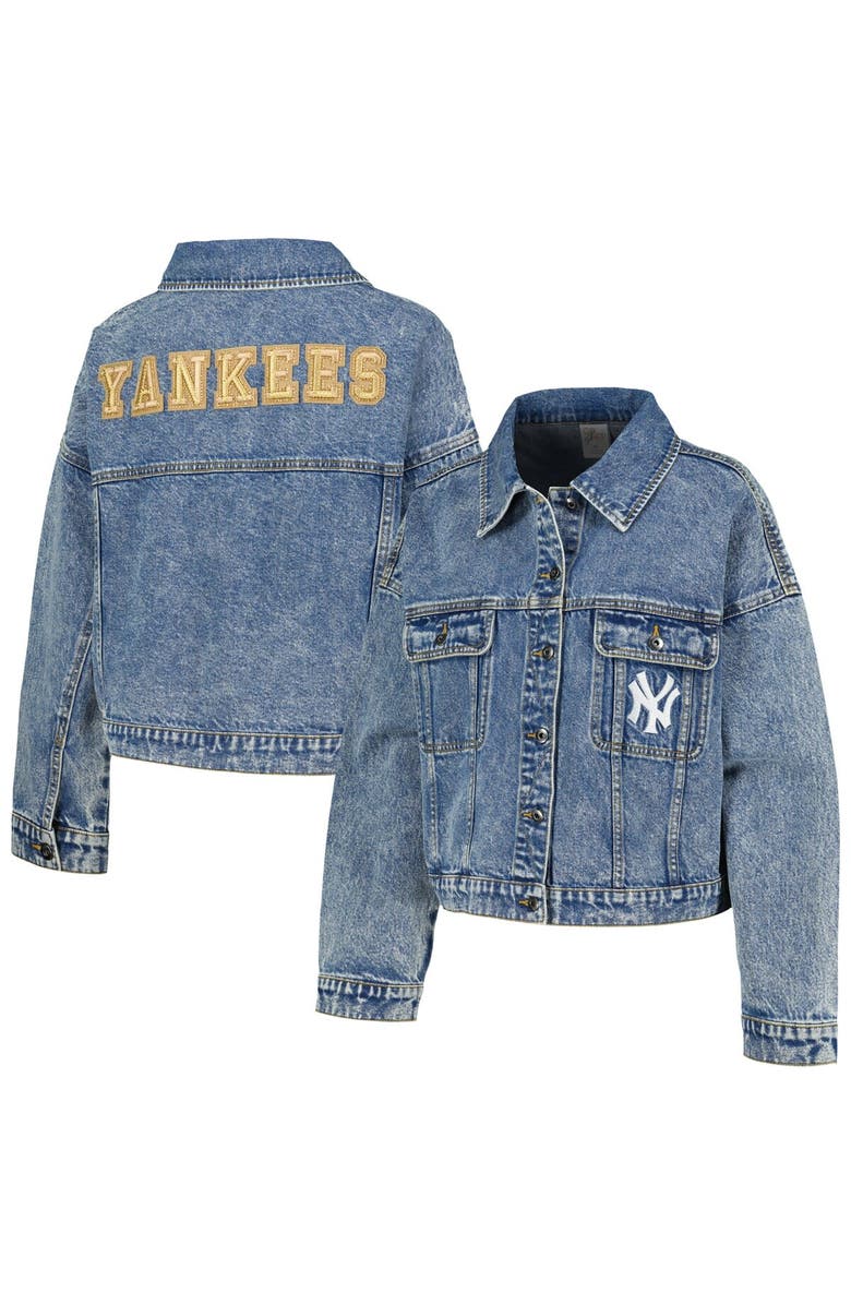 G-III 4HER BY CARL BANKS Women's G-III 4Her by Carl Banks New York Yankees Victory Oversized Button-Up Denim Jacket, Alternate, color, 