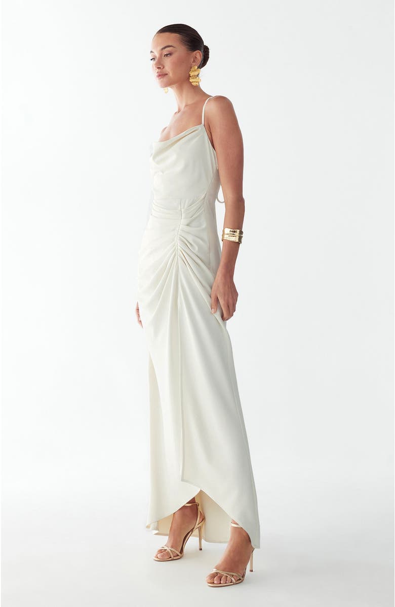 BWLDR Eliza Draped Maxi Dress, Alternate, color, Off White