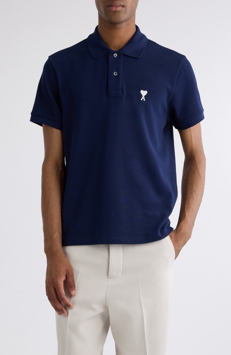 AMI PARIS Ami de Coeur Organic Cotton Piqué Polo, Main, color, 