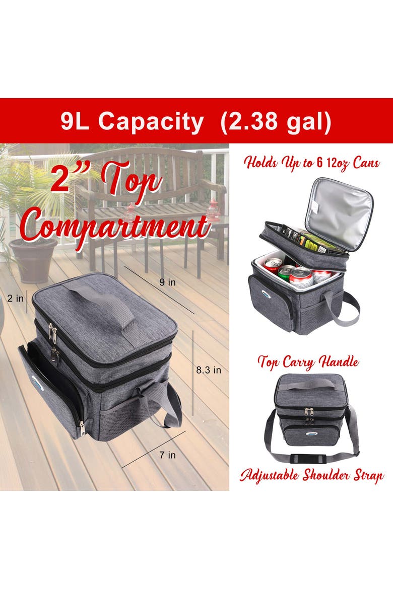 6 Can Insulated Cooler Bag in Grey with Hard Liner, Alternate, color, Grey