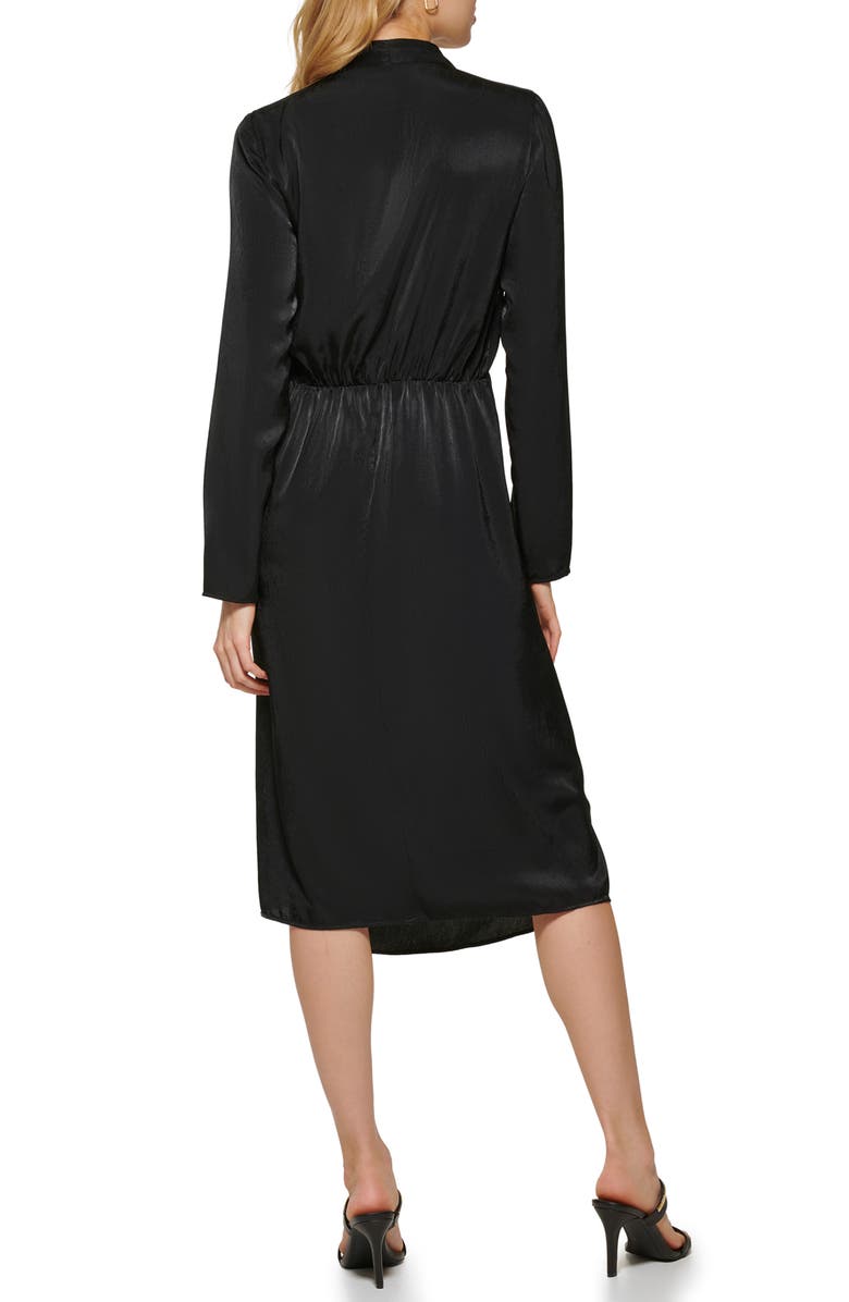 DKNY Gathered Long Sleeve Faux Wrap Dress, Alternate, color,