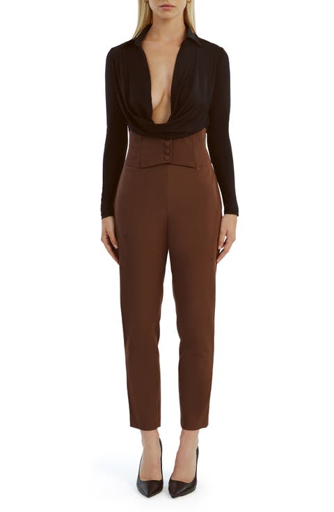 Lorel Plunge Neck Long Sleeve Bodysuit