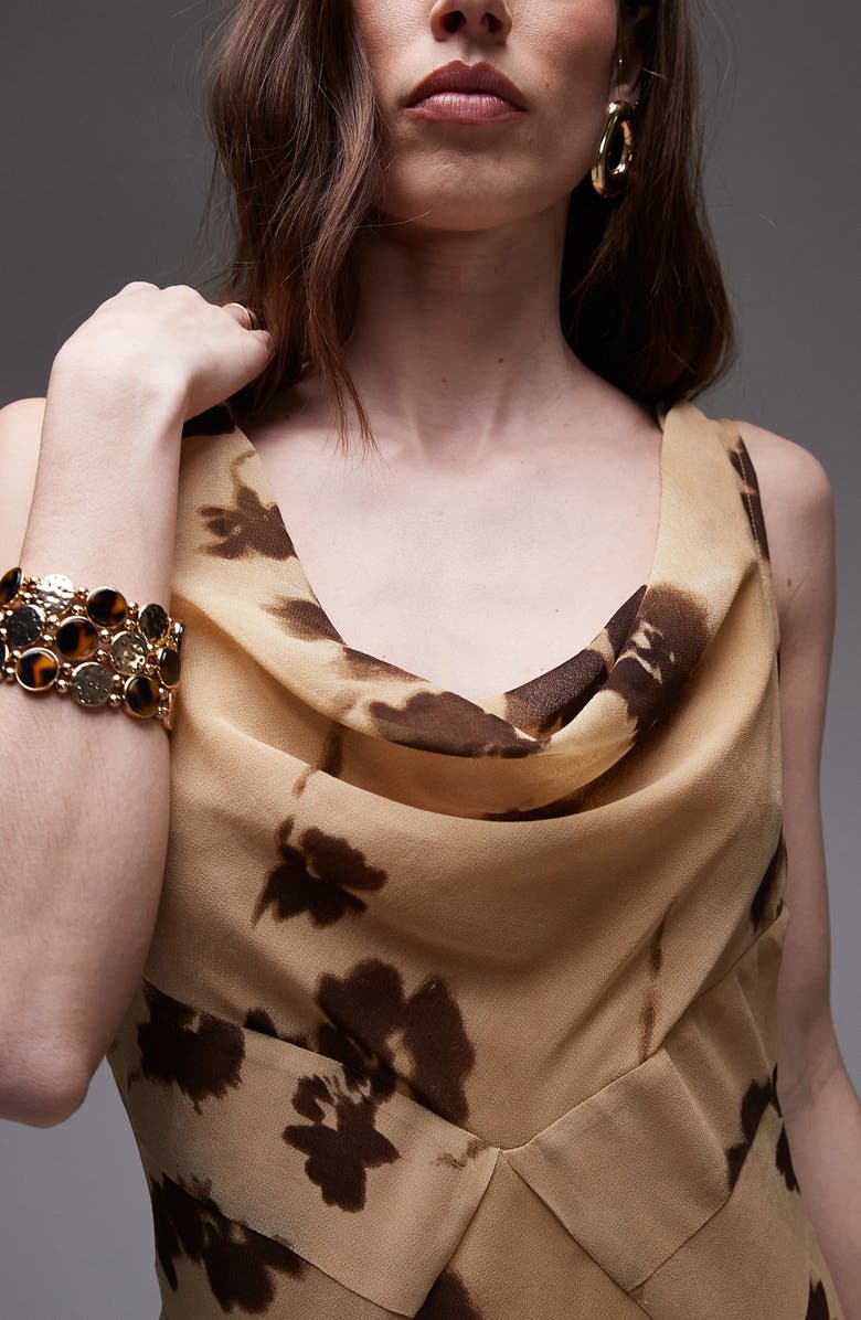 Topshop Floral Cowl Neck Maxi Dress, Alternate, color, Buttermilk