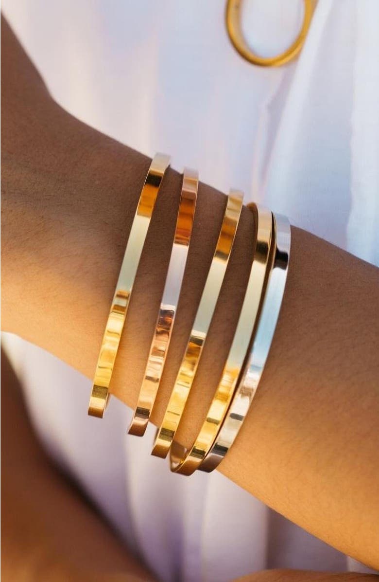 Mantra Kind Heart, Fierce Mind, Brave Spirit bracelet, Alternate, color, Inside - Yellow Gold