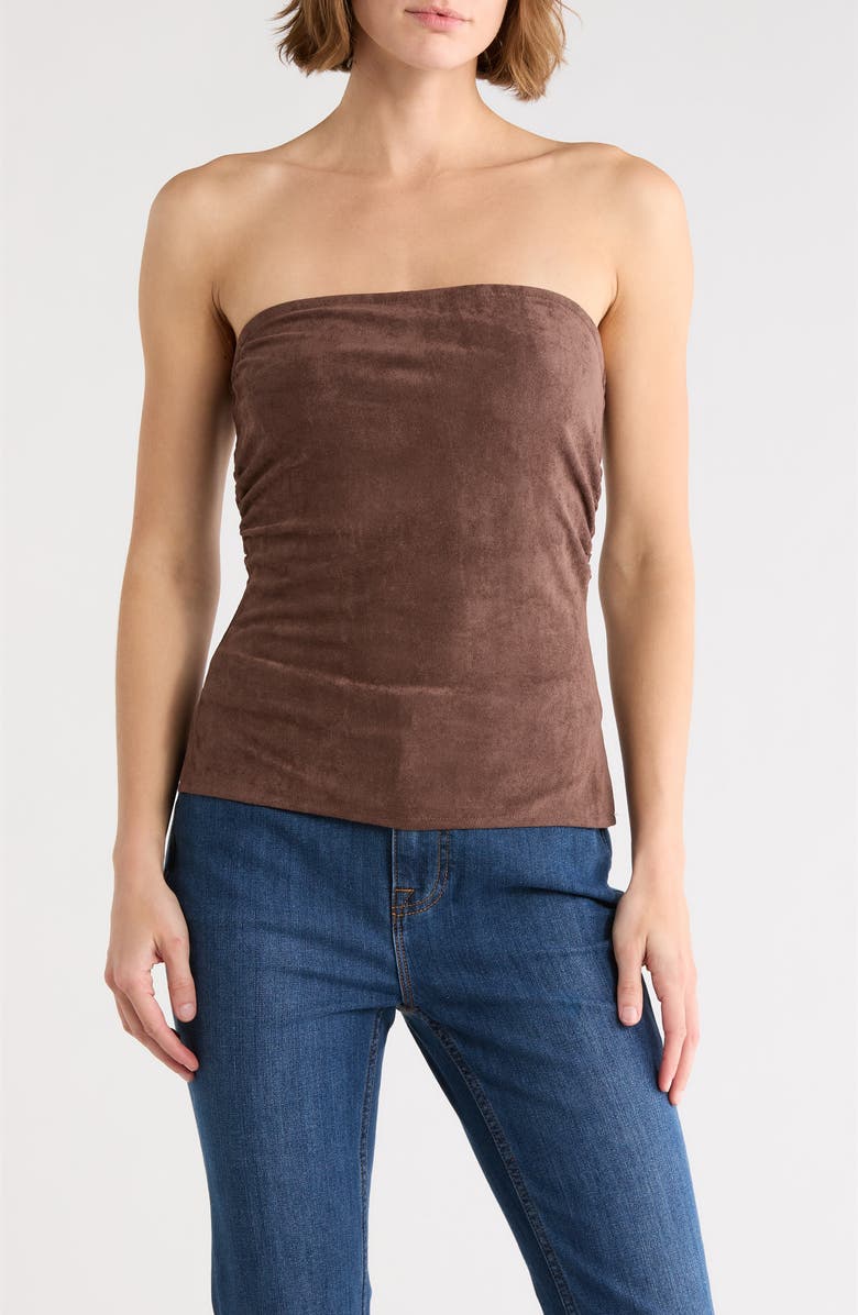 Vigoss Faux Suede Tube Top, Main, color, Chocolate