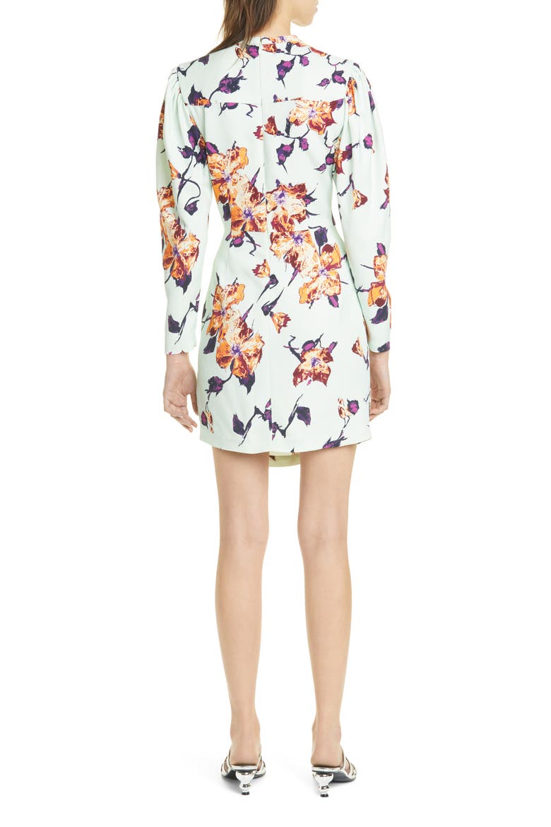 Jane Floral Leg of Mutton Long Sleeve Minidress, Alternate, color, MINT/ ORANGE