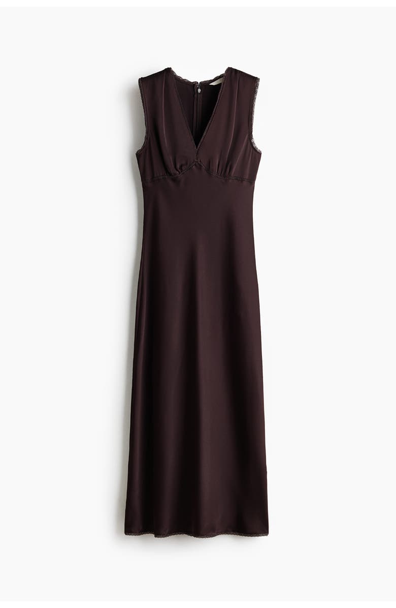 H&M Sleeveless satin dress, Alternate, color, Dark Brown