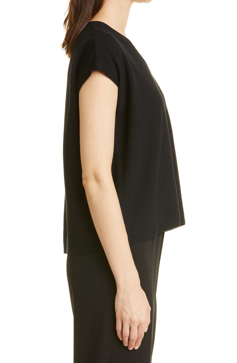 Eileen Fisher Boxy V-Neck Organic Cotton & Linen Knit Top, Alternate, color, 