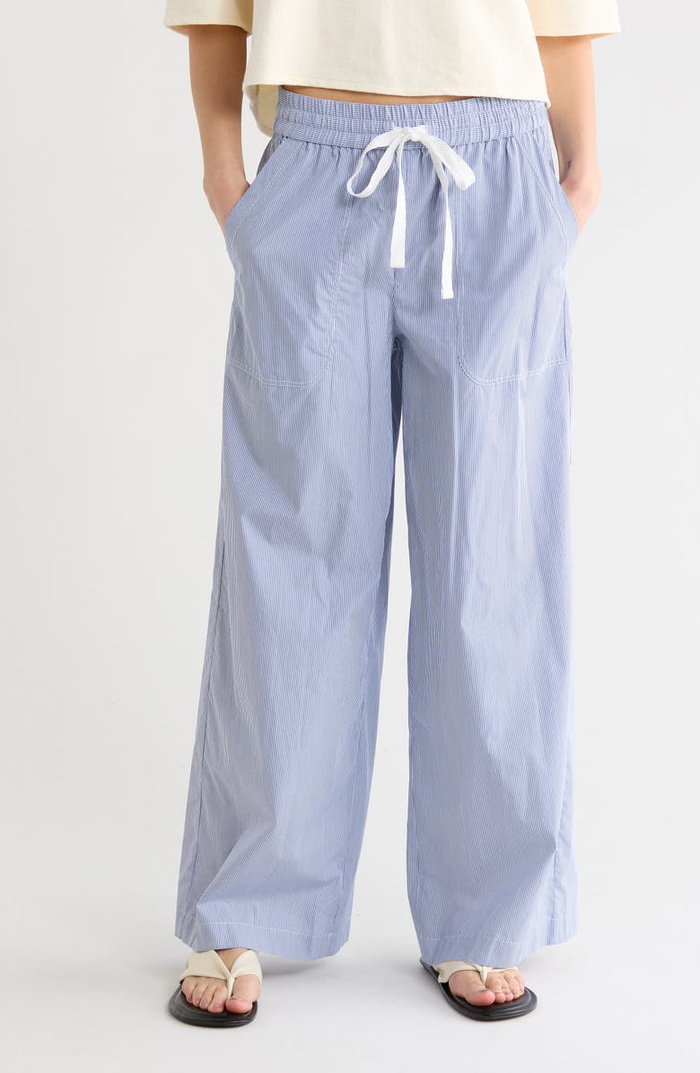 TWP Main St. Cotton Wide Leg Pants, Main, color, White/ Midnight