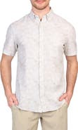 TailorByrd Batik Print Linen Blend Short Sleeve Button-Down Shirt