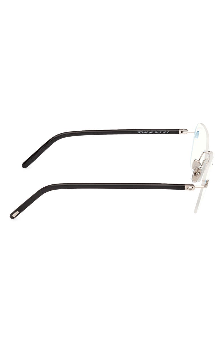 TOM FORD 54mm Rectangular Blue Light Blocking Optical Glasses, Alternate, color, Palladium Black / T Logo