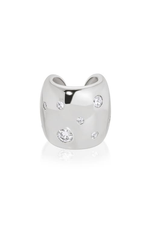 Ettika Plated Scattered Crystal Chunky Cuff Earrings In Silver