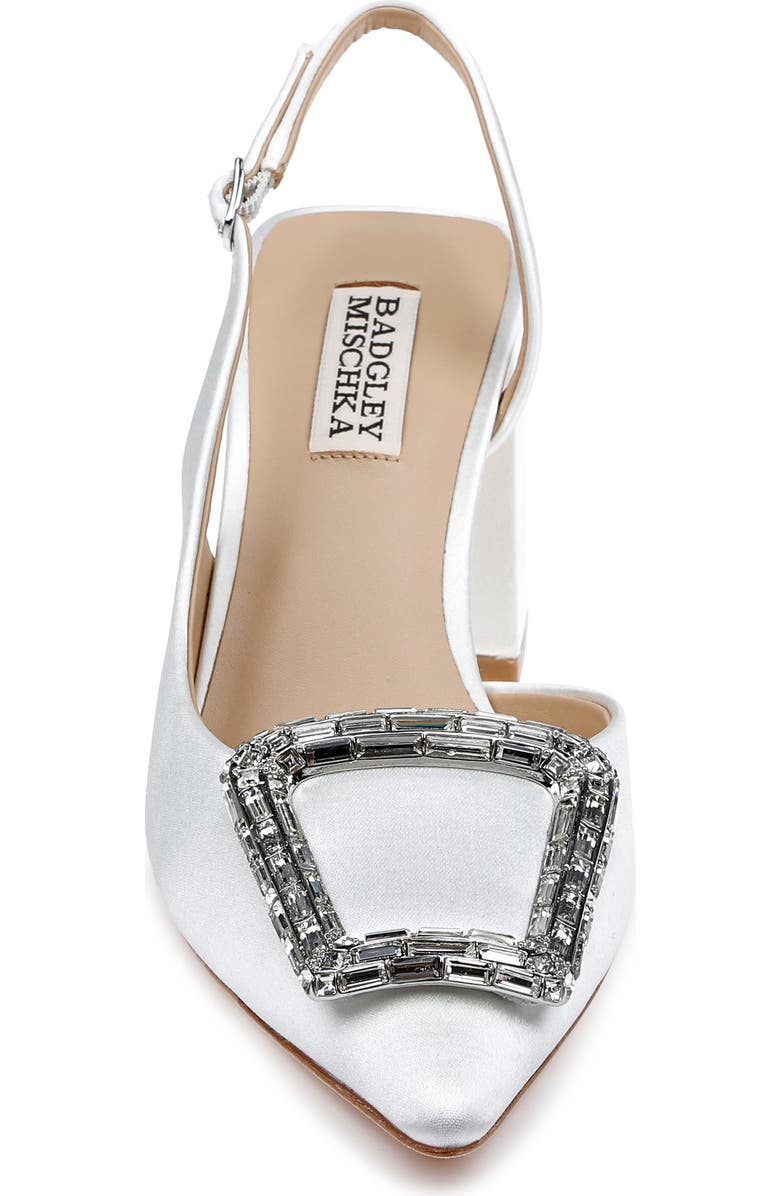 Badgley Mischka Collection Adaline Slingback Pointed Toe Pump, Alternate, color, White Satin