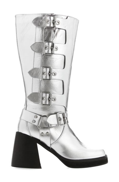 Azalea Wang Bronson Moto Boot In Silver