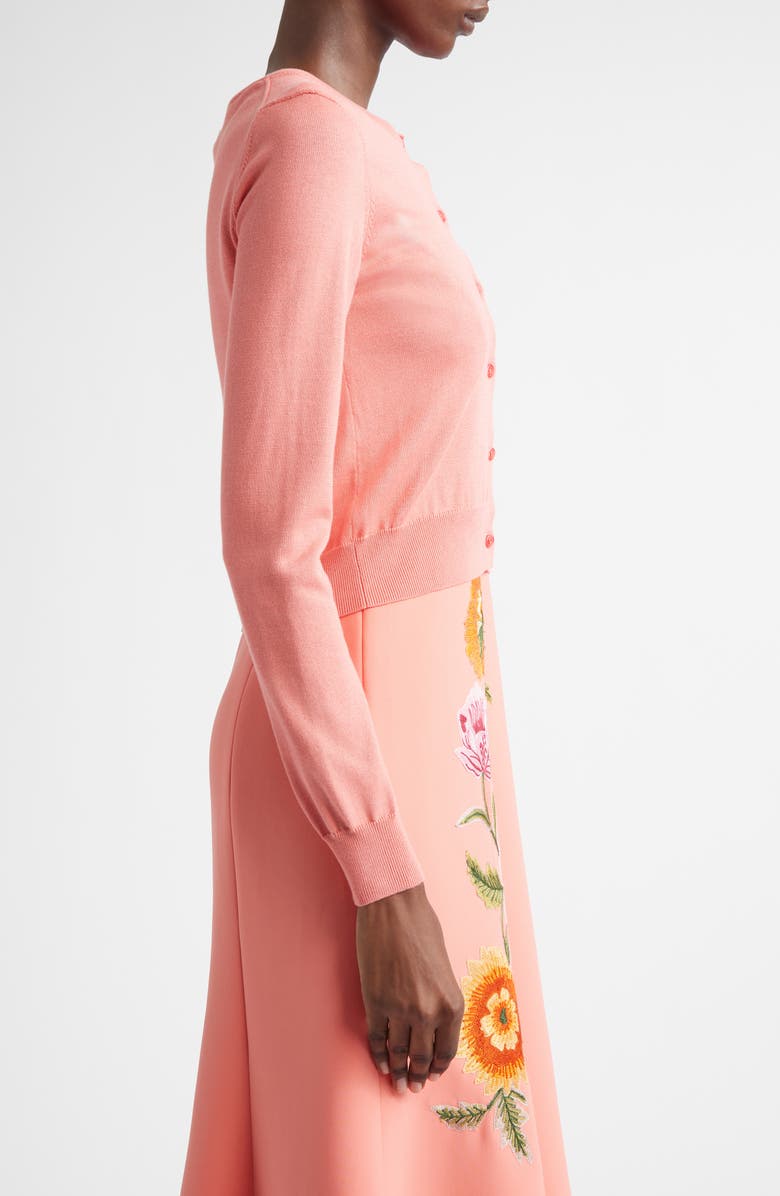 Carolina Herrera Silk & Cotton Cardigan, Alternate, color, Sunset