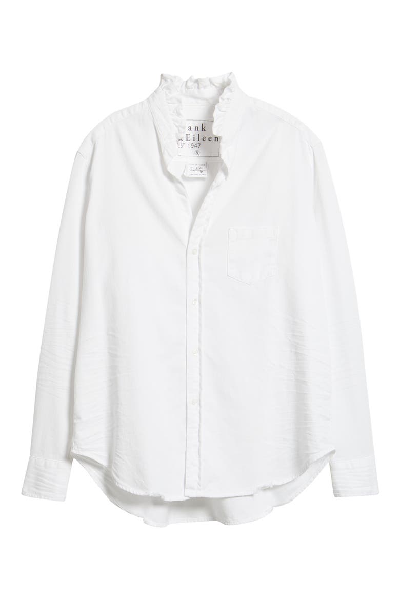 Ruffle Collar Relaxed Button Up Shirt, Alternate, color, WHITE