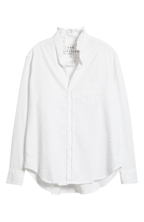 Frank & Eileen Ruffle Collar Relaxed Fit Cotton Button-up Shirt In White